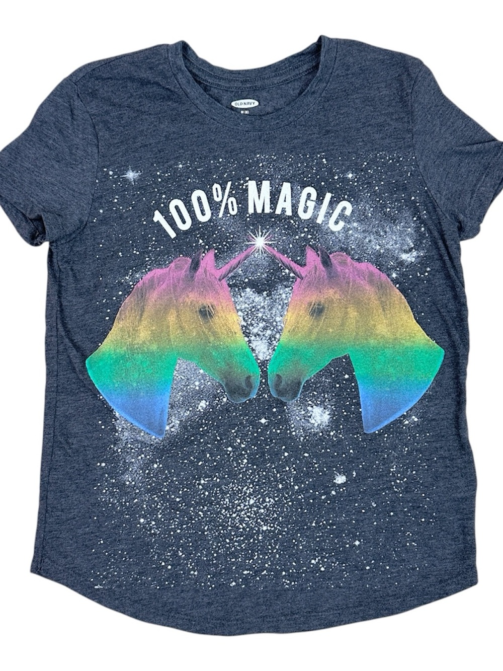 Old Navy Gray Rainbow Unicorn Graphic Tee